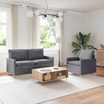 vidaXL Ensemble de Canapés 2 Pièces Gris clair Polyester