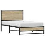vidaXL Cadre de lit en métal sans matelas chêne sonoma 100x190 cm
