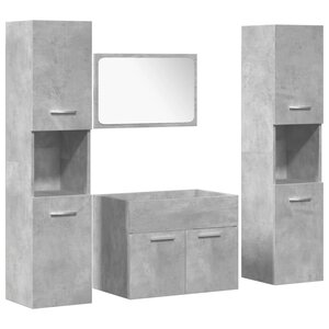 vidaXL Ensemble de meubles de salle de bain 4 Pièces gris béton