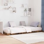 vidaXL Cadre de lit surélevé Chêne fumé 76 5 x 200 cm