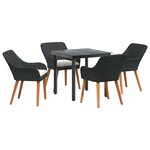 vidaXL Ensemble de salle à manger pour jardin 5 Pièces Noir polyrotin