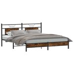 vidaXL Cadre de lit sans matelas chêne fumé 183x203 cm bois ingénierie
