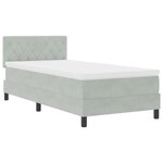 Lit à sommier box avec matelas et lumière LED Gris clair 90x190 cm Velours