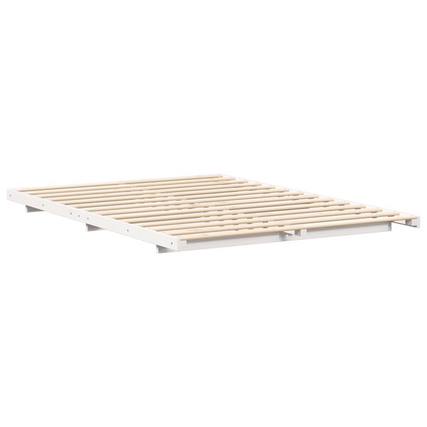 vidaXL Cadre de lit surélevé Blanc 160 x 210 cm Bois massif en pin
