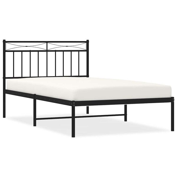 vidaXL Cadre de lit métal sans matelas avec tête de lit noir 100x200cm