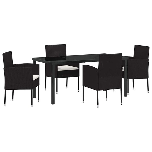 vidaXL Ensemble de salle à manger pour jardin 5 Pièces Noir polyrotin