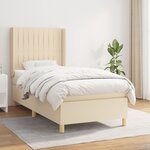 vidaXL Sommier à lattes de lit avec matelas Crème 100x200 cm Tissu