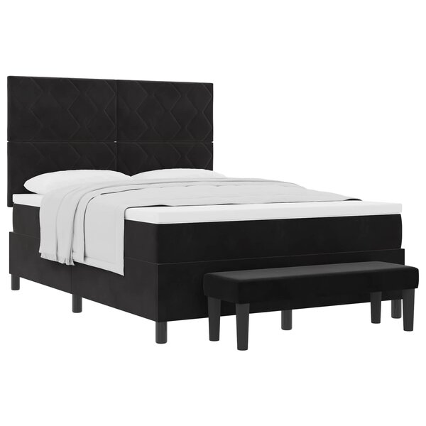 vidaXL Lit à ressorts avec matelas Noir 140 x 190 cm Velours