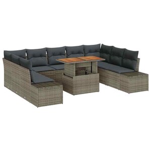 vidaXL Ensemble de salle à manger pour jardin 10 Pièces Gris  Marron