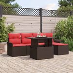 vidaXL Ensemble de canapé de jardin 6 Pièces Marron Poly rotin