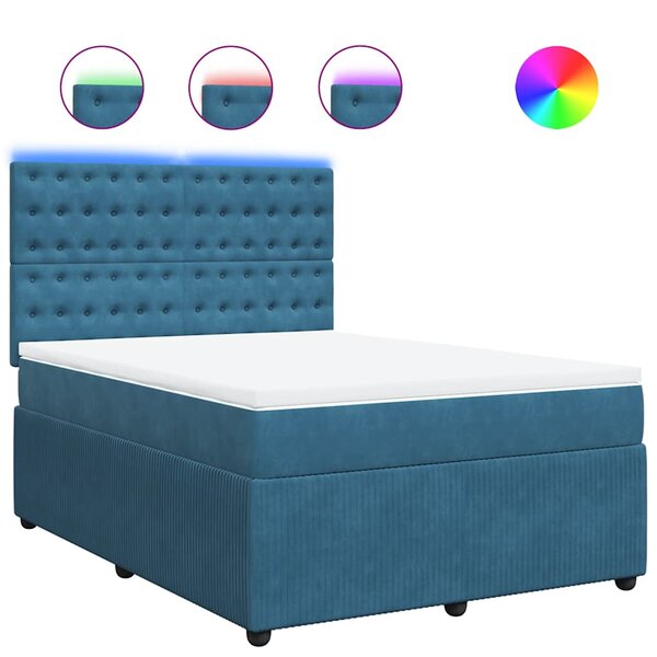 vidaXL Sommier à lattes de lit et matelas bleu 140x200 cm velours
