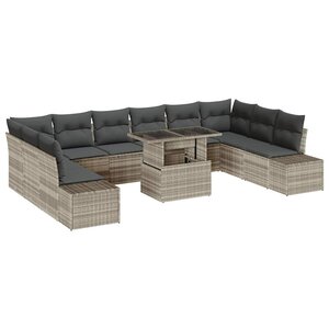 vidaXL Ensemble de canapé de jardin 11 Pièces Gris clair 100 x 55 x 73 cm