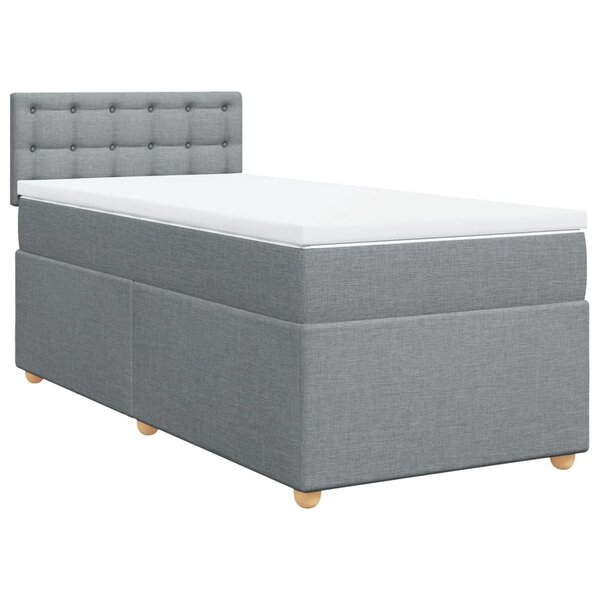 vidaXL Sommier à lattes de lit et matelas Gris clair 90x190 cm Tissu