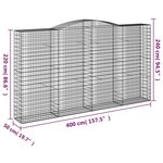 vidaXL Paniers à gabions arqués 7 Pièces 400x50x220/240 cm Fer galvanisé