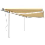 vidaXL Auvent manuel rétractable avec LED 4 5x3 m Jaune et blanc