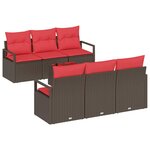vidaXL Ensemble de canapé de jardin avec coussin 7 Pièces Beige Rouge