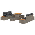 vidaXL Ensemble Canapé Jardin 9 Pièces avec Coussins Rotin Synthétique Acacia Gris