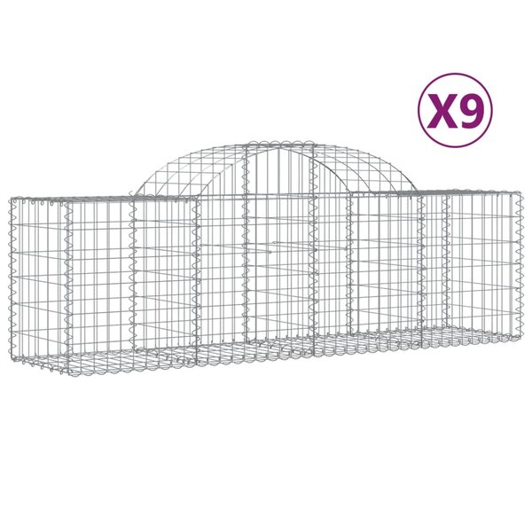 vidaXL Paniers à gabions arqués 9 Pièces 200x50x60/80 cm Fer galvanisé