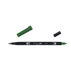 Feutre dessin double pointe abt dual brush pen 249 vert chasseur tombow