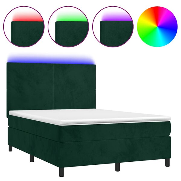 vidaXL Sommier à lattes de lit avec matelas LED Vert foncé 140x200 cm