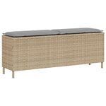 vidaXL Banc de jardin avec coussin beige 110x30x40 5 cm résine tressée