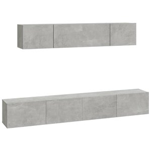 vidaXL Ensemble de meubles TV 4 Pièces Gris béton Bois d'ingénierie