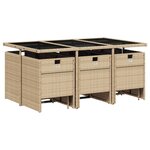 vidaXL Ensemble à manger de jardin et coussins 11 Pièces beige poly rotin