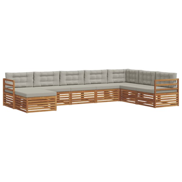 vidaXL Ensemble de canapés d'extérieur 8 pc Gris Naturel et Clair