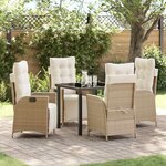 vidaXL Ensemble de salle à manger pour jardin 5 Pièces Beige Poly rotin