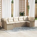 vidaXL Ensemble de canapé de jardin 7 Pièces Beige Poly rotin