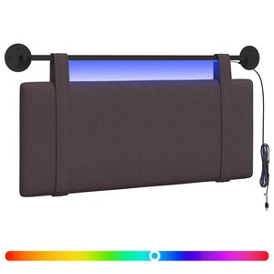 vidaXL Tête de lit suspendue Avec lumière LED Marron foncé Tissu