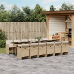 vidaXL Ensemble à manger de jardin et coussins 13 Pièces beige