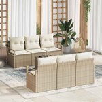 vidaXL Ensemble de canapé de jardin 7 Pièces Beige et crème