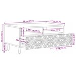 vidaXL Table basse Blanc 80 x 54 x 40 cm Bois de mangue massif