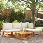 vidaXL Salon de jardin avec coussins 5 Pièces Bois d'acacia solide