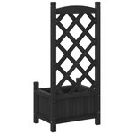 vidaXL Jardinière avec treillis noir bois massif de sapin
