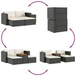 vidaXL Salon de jardin 5 Pièces avec coussins noir résine tressée acacia