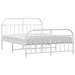 vidaXL Cadre de lit métal sans matelas et pied de lit blanc 135x190 cm