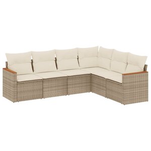 vidaXL Salon de jardin avec coussins 6 Pièces beige résine tressée