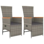 vidaXL Ensemble à manger de jardin 3 Pièces coussins gris résine tressée