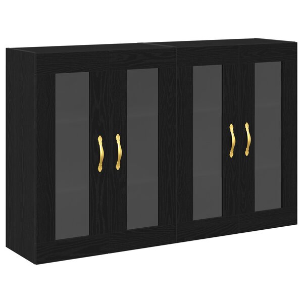 vidaXL Armoires murales 2 Pièces en chêne noir  69 5 x 34 x 90 cm  en bois reconstitué