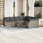 vidaXL Salon de jardin avec coussins 10 Pièces gris clair résine tressée