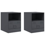 vidaXL Tables de chevet 2 Pièces anthracite 34 5x39x44 cm acier