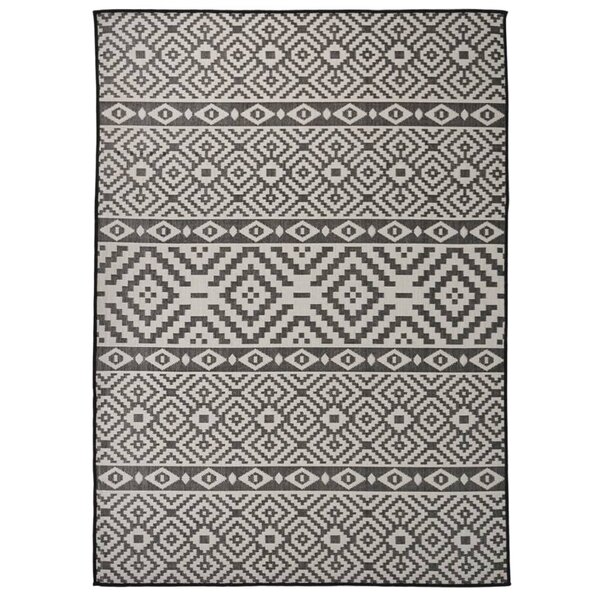 vidaXL Tapis à tissage plat d'extérieur 200x280 cm Rayures noires