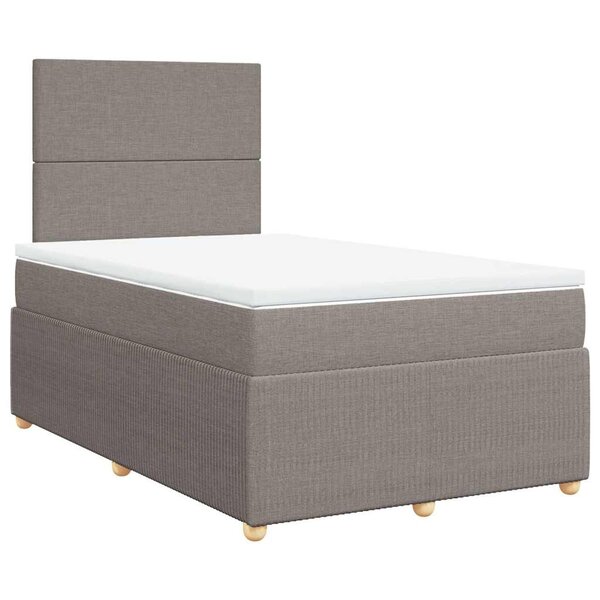 vidaXL Sommier à lattes de lit avec matelas Taupe 120x200 cm Tissu