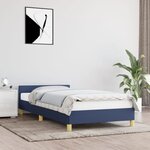 vidaXL Cadre de lit avec tête de lit Bleu 90x200 cm Tissu