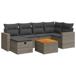 vidaXL Salon de jardin avec coussins 7 Pièces gris résine tressée