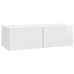 vidaXL Meuble TV mural Montage mural Blanc brillant 98 x 41 x 30 cm