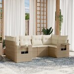vidaXL Salon de jardin avec coussins 6 Pièces beige résine tressée