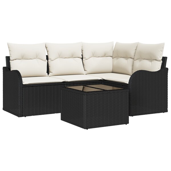 vidaXL Ensemble de Canapé de Jardin 4 Pièces avec Coussins Brun Poly Rattan